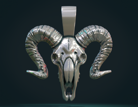 goat skull skull goat ram pendant charm head horns jewelry bone