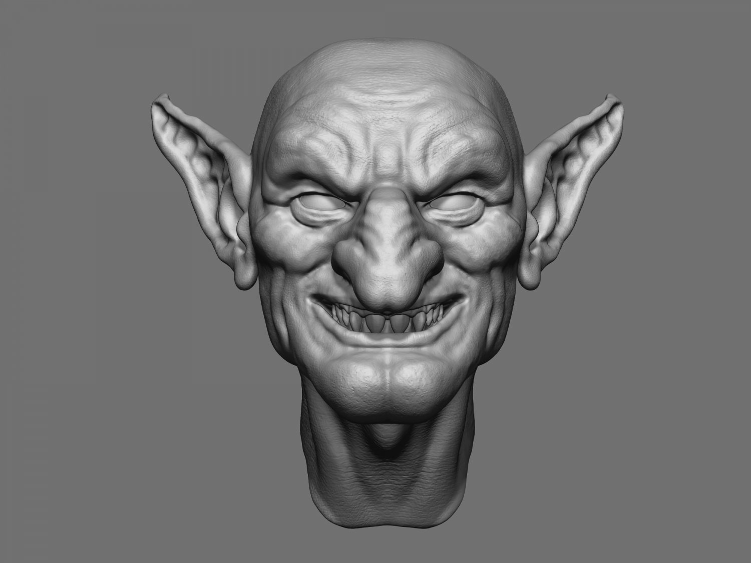 kobold kopf 3d drucken modell monster kreaturen 3dexport charakter fantasie kreatur fiktiv böse lächeln joker schurke tier mythologisch gefühl büste druckbar skulptur dunkel porträt zbrush 3D print model - Mito3D