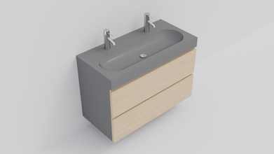 Bonjour double vanité 2 tiroirs pansement table robinets salle bains 3d print model - Mito3D