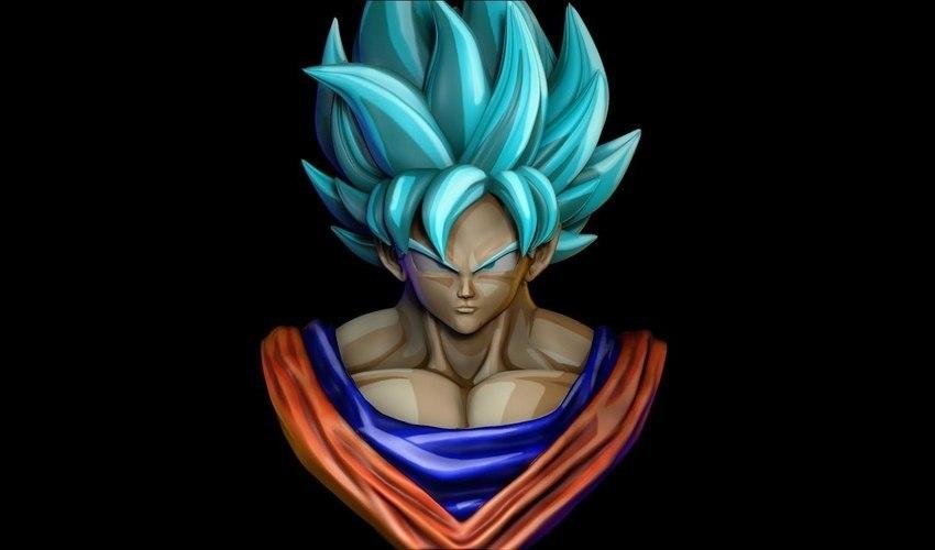 goku ssj azul 3d impresión modelo in escultura 3dexport dbz buu goten gogeta continuar ballz ss saiyajin súper buma broly célula congelador majin roshi yamcha vegeta shenron 3D print model - Mito3D