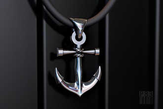 gold anchor pendant 3d print model in pendants 3dexport jewelry design jewellery stl obj wax cnc printable style fashion jewel rope berth 3d print model - Mito3D