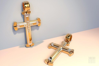 croce d'oro pietre gioielli oro le 3d stl obj il design gemma la cera stampabile stile moda di stampa gioiello i diamanti cristianesimo 3d print model - Mito3D