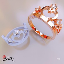 corona in oro anello la 3d di stampa cnc stl gioiello gioielli argento gemma pietra modello ornamento gioielliere donne 3d print model - Mito3D