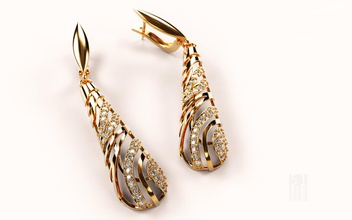 gold earrings diamonds silver jewelry jewel jewellery fashion fashionable style 3d cnc stl printing print 3d print model - Mito3D
