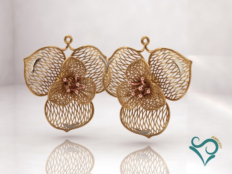 gold Ohrringe engagement printable jewel Ohrring gold-Ohrring golden Mode-Ohrring Hochzeit-Ohrring engagement-Ohrring Blumen-Ohrring Juwel Schmuck bedruckbar ist 3D print model - Mito3D