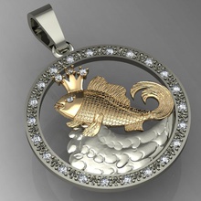 gold fish pendant jewelry cad rhino goldfish hook exclusive stl 3dm beautyful gems silver necklaces printable 3d print model - Mito3D