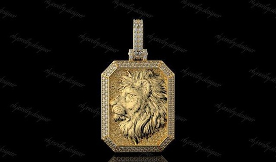 gold n1116 pendants pendant lion3d lion diamonds nacklace cad elegantly jewellery jewelry 3d print model - Mito3D