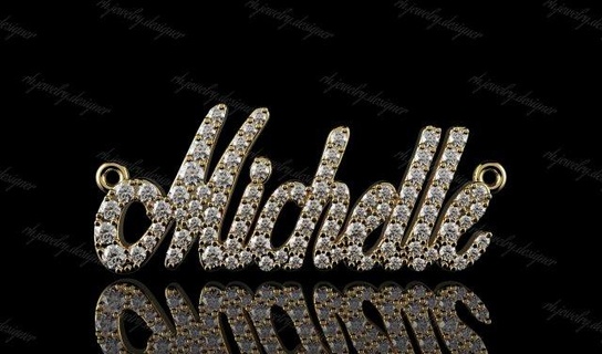ouro n1133 pingentes diamante Casamento prata pingente Michelle jóias 3d print model - Mito3D