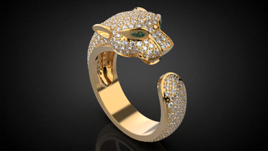 altın panter değerli taş döşemek yüzük r24 3d yazdır model in yüzükler 3dexport küpe kolye puma panthera elmas mücevher gümüş takı platin lüks parlak düğün aksesuar moda aşk 3d print model - Mito3D