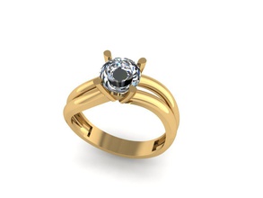 gold ring jewelry engagem printable diamond wedding engagement jewellery fashion beauty rings jewel solitair gem 3d print model - Mito3D