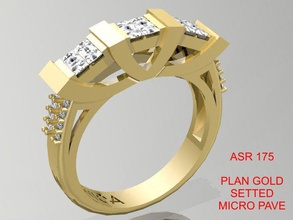 gold ring jewelry engagem printable diamond wedding engagement jewellery fashion beauty rings jewel solitair gem 3d print model - Mito3D