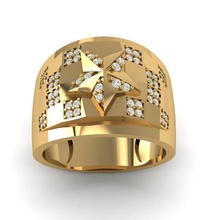 gold ring diamond gem gemstones genius briliant wedding proposal star jewelry 3d print model - Mito3D