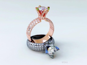 anneau d'or et de diamants l'anneau or d'argent 3d modèle d'impression l'impression la cnc stl bijoux le diamant gem les pierres précieuses 3d print model - Mito3D