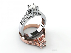 gold ring diamonds silver gems printing 3d cnc stl print jewelry model jewel 3d print model - Mito3D