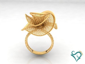 gold ring engagement 3d print model in rings 3dexport goldring enagement wedding engagementring weddingring fashionring flowerring womanring printable jewel jewellry 3d print model - Mito3D