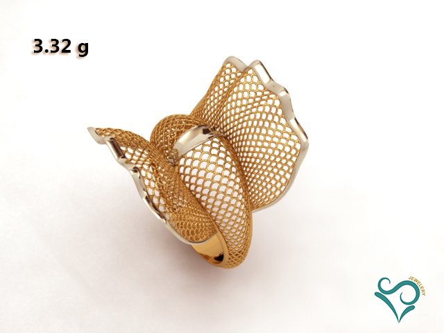 gold ring flower design woman wedding 3d print model flower-ring woman-ring printable jewelry golden diamond stone 3D print model - Mito3D