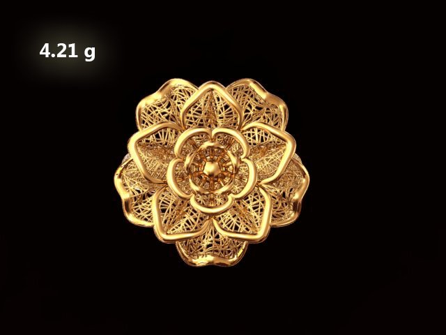 oro squillare fiore design donna nozze 3d stampa modello in anelli 3dexport flower ring gold stampabile gioielleria wedding woman calcolo pietra preziosa diamante rinoceronte cad 3D print model - Mito3D