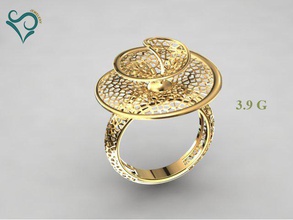 gold ring flower design woman wedding 3d print model gold-ring jewelry woman-ring wedding-ring engagmentring engagment rhiho cad printable 3d print model - Mito3D
