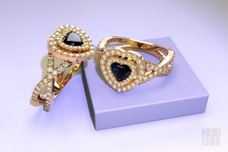 bague en or coeur des bijoutiers d'argent de l'anneau cœur les joyau pierres précieuses bijoux la cire imprimable cnc stl obj d'impression diamants style mode 3d print model - Mito3D