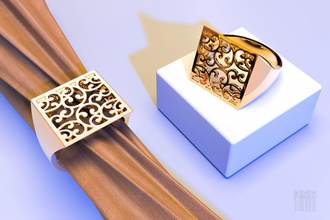 bague en or modèle bijoux style d'argent de l'anneau 3d stl obj la cnc mode d'impression joyau signes extérieurs cire imprimable ornement conception 3d print model - Mito3D