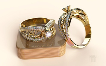 gold ring stones 3d print model in rings 3dexport gems diamond silver rendering jewelry jewel jewellery cnc stl keyshot pattern engagement fashion fashionable style 3d print model - Mito3D
