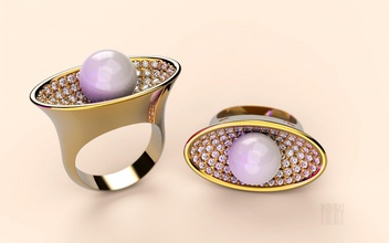 gold ring mit Steinen Perlen Schmuck Juwel Silber Steine cnc stl drucken Diamanten Edelsteine 3d print model - Mito3D