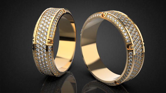 gold screw pave ring r27 3d print model rings diamonds silver jewellery cad wedding bvlgari earrings platinum engagement jewelry diamond engagem sterling panther 3d print model - Mito3D