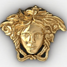 gold versace ring pendent bracelet earing 3d print model in 3dexport pedent girl face symbol token emblem 3d print model - Mito3D