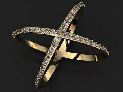 Gold geformt Ring Ringe Schmuck wertvoll Diamant druckbar Engagement Hochzeit Silber Juwel diamond ring jewelry rings brillant 3d print model - Mito3D