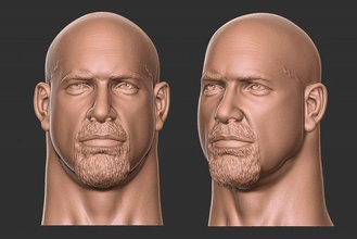 goldberg head portrait man face art sculpture wrestler body bald realistic mesh sculptures 3d print wwe sports 3d print model - Mito3D