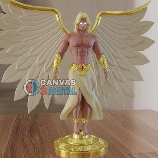 dourado anjo homem Guerreiro personagem vôo lindo asas 3d print model - Mito3D