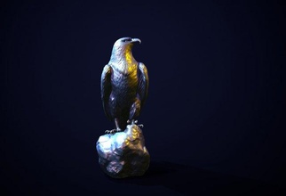 d'oro aquila 3d stampa modello in giocattoli 3dexport volantino predatori avvoltoio falco becco artigli zampe gattonare corvo corbie uccello corvidi piumato statuetta figurina 3d print model - Mito3D