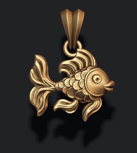 golden-Fisch-Anhänger Schmuck gold bedruckbar ist Silber Natur Halskette Fisch goldfish golden geschnitzt Innenraum wave Wasser Karpfen aquario akuarium Horoskop zodiac Fische 3d print model - Mito3D