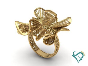 dorado flor anillo 3d impresión modelo in anillos 3dexport oro flores womanring bodas compromiso moda 3dprintmodel imprimible joyería joya 18k 14k stl 3d print model - Mito3D
