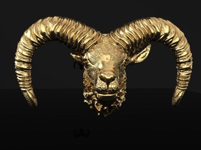 chèvre d'or pendentifs de décoration à la maison pendentif or 3dm bijoux décor 3d print model - Mito3D