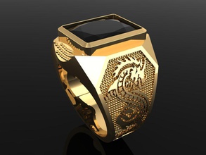 altın erkek yüzük menring takı 3dm düğün lüks şanslı Kare 3d print model - Mito3D