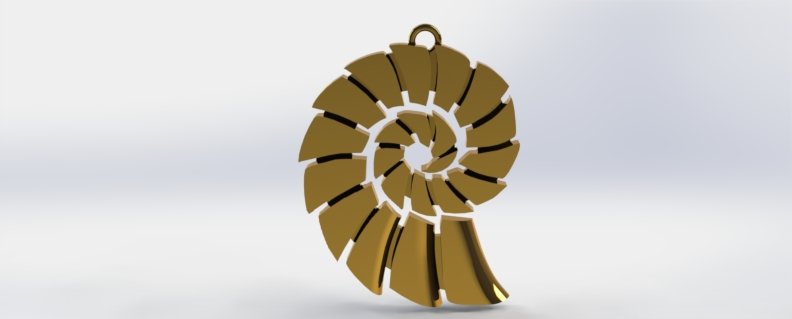 d'or rapport 3d impression modèle in pendentifs 3dexport art anime 3dprint 3dmodel conception accessoire mode cool bijoux symbole bijou illustration pendentif or fibonacci math spirale espace argent 3D print model - Mito3D