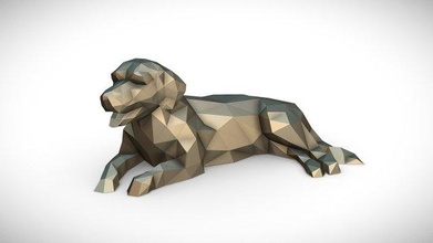 dourado retriever mentindo arte presente impressão pobre 3dprint animal decoração interior Projeto miniaturas escultura estátua brinquedo cão mamífero cachorros 3d print model - Mito3D