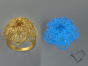 golden ring in 3d il modello di stampa goldenring womanring fashionring 3dring 3ddesign flowerring weddingring engagementring stl anello 3d print model - Mito3D