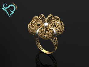d'oro squillare 3d stampa modello in anelli 3dexport anello womenring 3djewelry fidanzamento fede diamanti oro bianco fiorire 3d print model - Mito3D