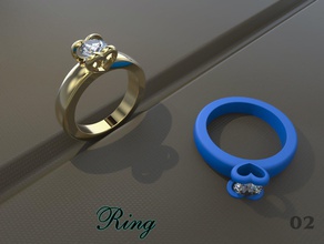golden ring diamond gold jewelry heart stl print 3d print model - Mito3D