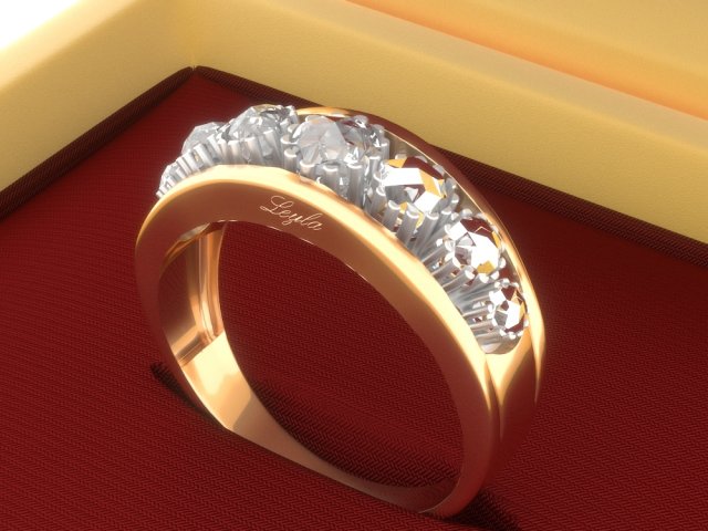 golden ring diamonds jewellery daimond uzuk 3D print model - Mito3D