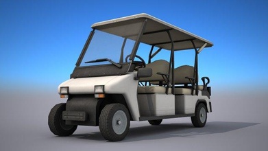 golf cart - poly golfcart car vehicle truck golfer buggy club game sport bag caddy park melex 3d print model - Mito3D