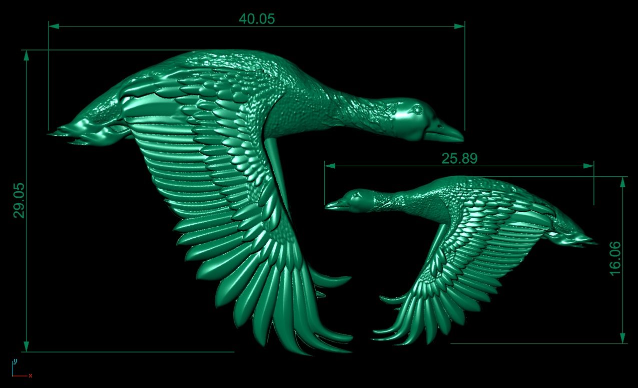 goose trophée chasseur de pendentif bijoux l'oie sauvage d'oiseaux le hunter imprimable or la bête d'argent stl 3ds obj cad haut polygonale nature d'impression animal 3D print model - Mito3D