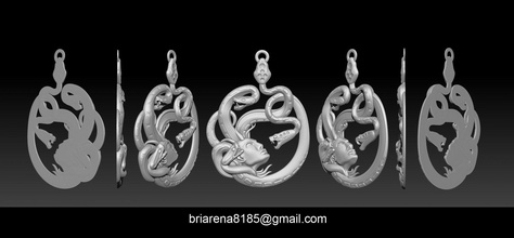 gorgon medusa kolye 3d yazdır model in kolyeler 3dexport yunan mitoloji tanrı tanrıça rahatlama heykel büst bas takı mücevher madalyon baş sanat heykeller 3d print model - Mito3D