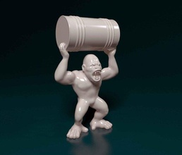 gorila barril 3d impressão modelo in estatuetas 3dexport animal kingkong macaco stl obj printready 3d print model - Mito3D
