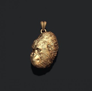 gorilla basrelief pendant pendants animal character chimpanzee gold gorila jewel jewellery nature necklace printable silver monkey angry roaring lite hollowed high mankey hiphop 3d print model - Mito3D