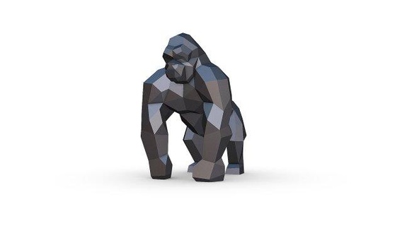 Gorilla Zahl Tiere Kunst Geschenk drucken Lowpoly 3dprint Tier Dekor Innere Design Miniaturen Skulptur Statue Spielzeug Karikatur polygonal Polygon niedlich 3d print model - Mito3D