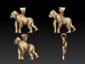 gorille pendentif 3d impression modèle in pendentifs 3dexport macaque singe primate animal mammifère jungle sauvage king kong kong roi chimpanzé bête monstre géant fourrure 3d print model - Mito3D