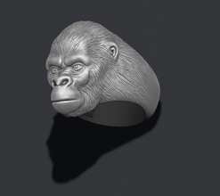 gorila anillo 3d impresión modelo in anillos 3dexport áfrica animal personaje chimpancé pelaje gigante oro joya joyería tierra ligero hombres naturaleza imprimible sabana plata 3d print model - Mito3D